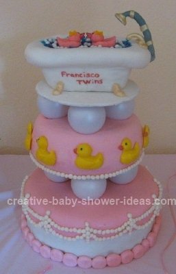 Pink Rubber Ducky Baby Bathtub Cake