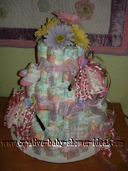 pastel gerbera daisy diaper cake