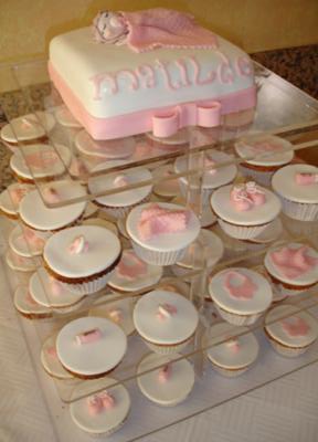 Pink and White Baby Shower Cupcakes