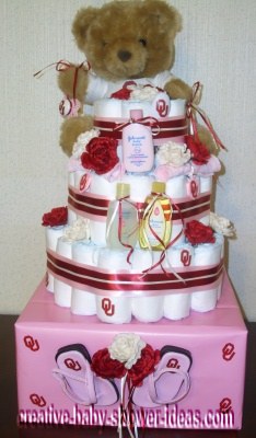 oaklahoma university girls diaper cake