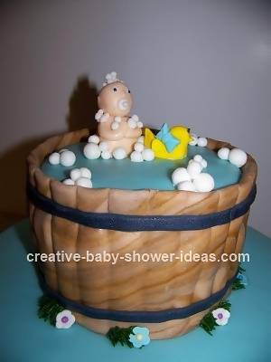 closeup of Baby in a Bath Tub Cake