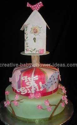 Gumpaste Baby Birdhouse Cake with Cherry Blosssoms