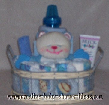 white bear boy diaper cake