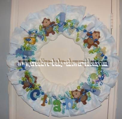 monkey diaper wreath