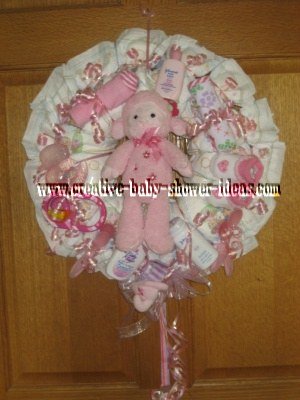 pink lamb diaper wreath