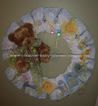 teddy bear flowers diaper wreath