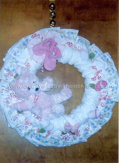 pink bear diaper wreath