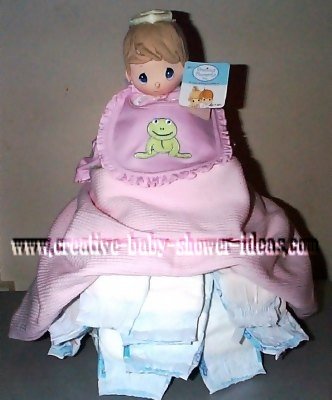 doll diaper cake with diaper slip