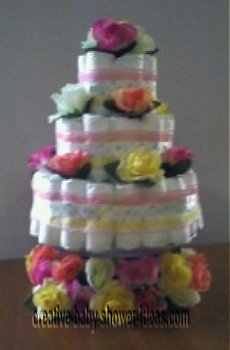 elegant soft roses diaper cake