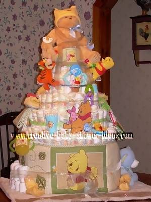 tan and yellow winnie the pooh diaper cake