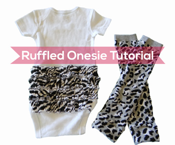 finished zebra ruffled onesie with matching legwarmers