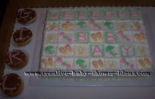 baby shower quilt blocks  cake