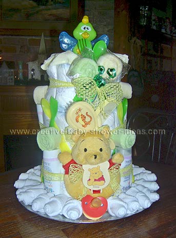 green winnie the pooh diaper cake