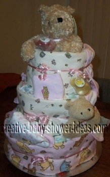 pink blankets winnie the pooh diaper cake