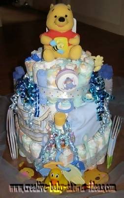 blue winnie the pooh diaper cake